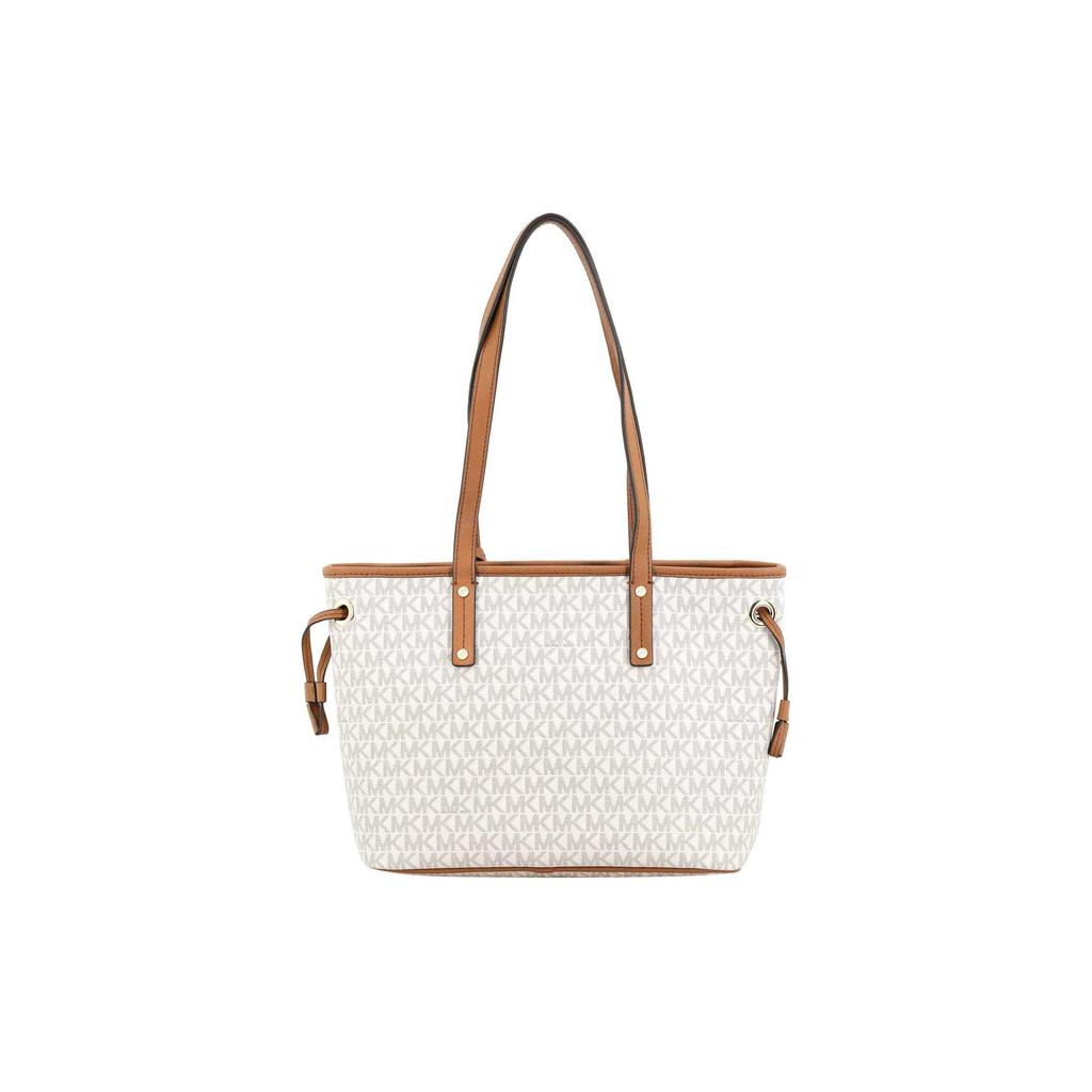 Michael Kors MK Jet Set Travel Monogram Drawstring Leather Tote Bag Women Tote Bags Vanilla-White 35T9GTVT1V-150