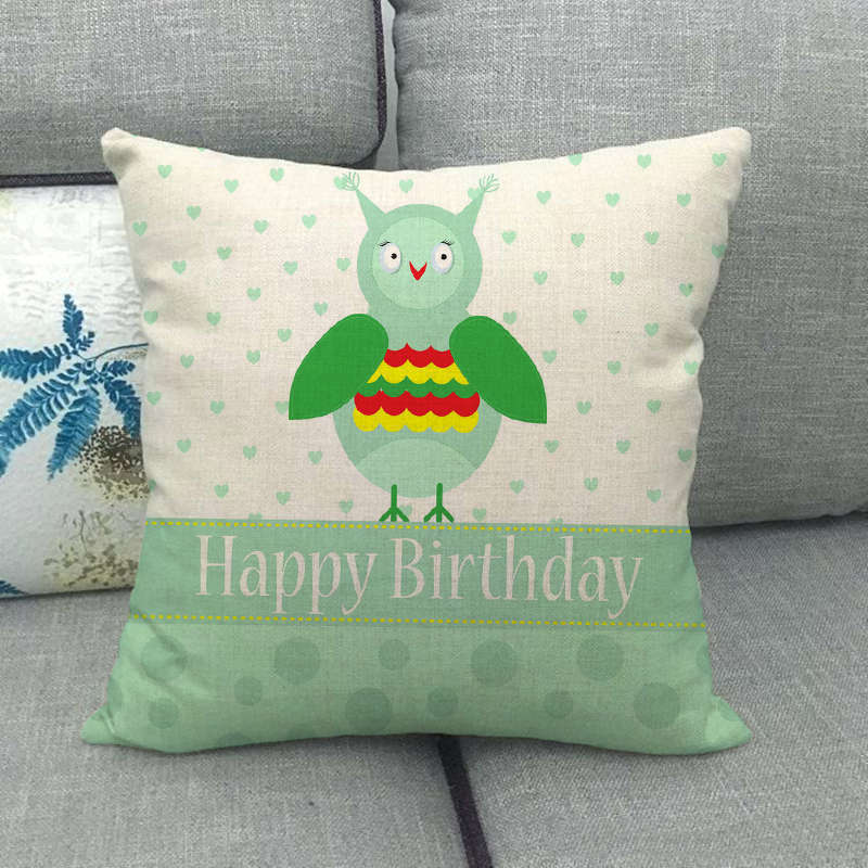 Cartoon Owl Series Love Digital Printing Short Plush Pillow Covers For Car Sofa Office Cushion Cover Home Goods