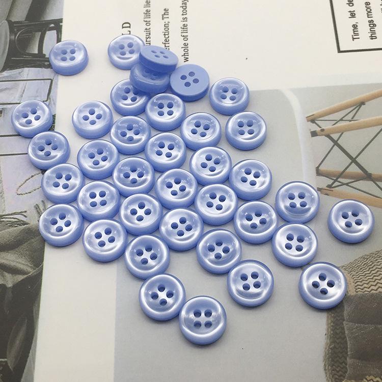 Sky Blue Handmade Unisex Shirt with Round Light Blue Buttons