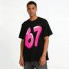 Gradient Pink Purple Number 67 Print Casual Top Pure cotton T-shirt