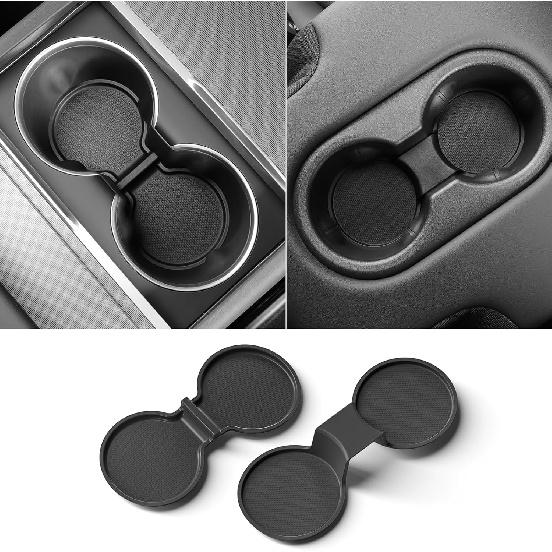 

LUCKEASY 2PCS Center Console & 2nd Row Water Cup Coaster for Tesla Model Y Juniper 2025 2026 New 5 seat Car Accessories TPU for Model Y Accessories