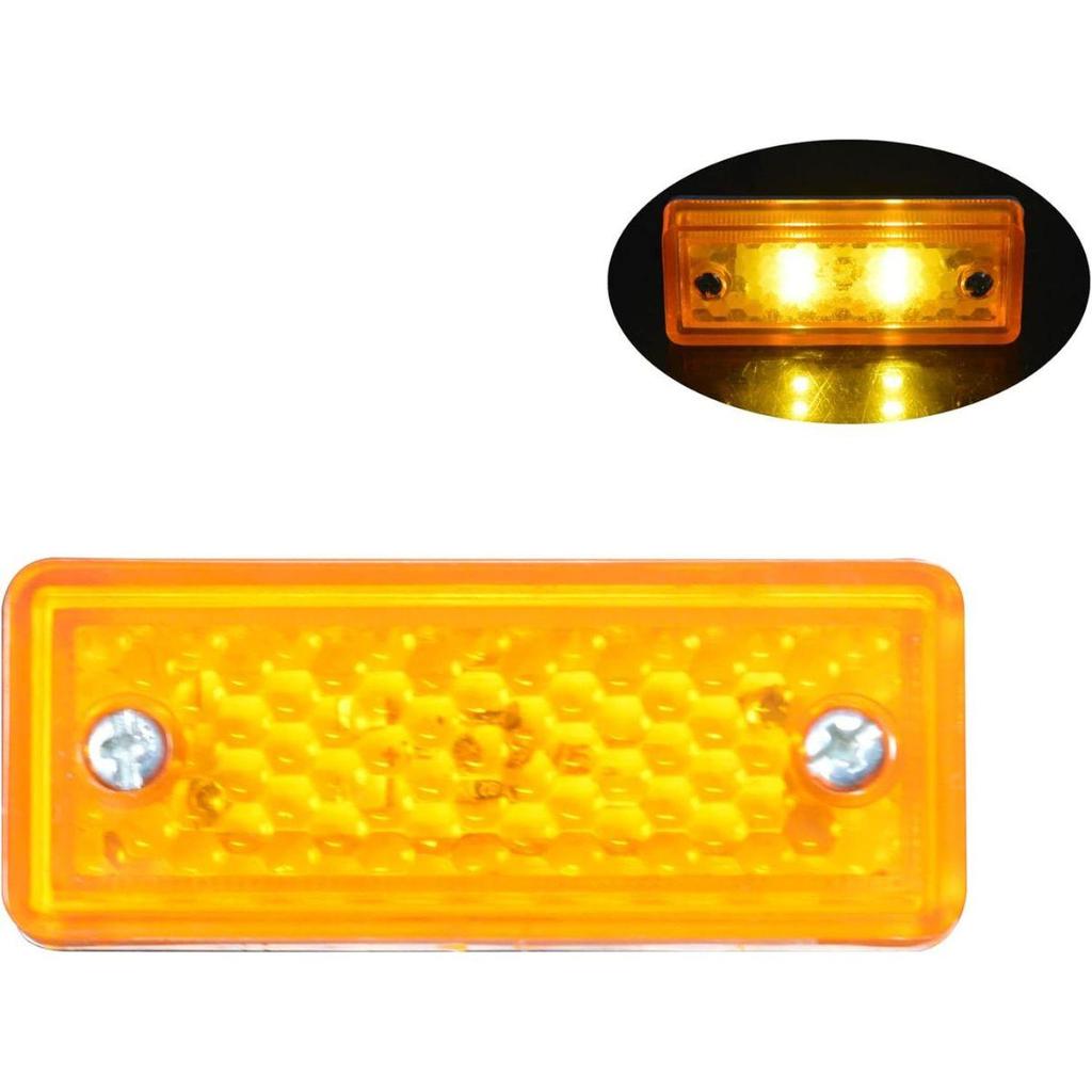 APSMOTIV 10 Pcs of 3 Inch Marker Light 4 LED Rectangle Trailer Side Marker Lights Surface Mount for Truck Trailer Lorry 12v (Amber/Amber)