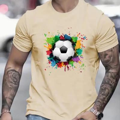 New Summer Men's Fashion T-shirt Personality Graffiti Football Printed Men's T-shirt Top