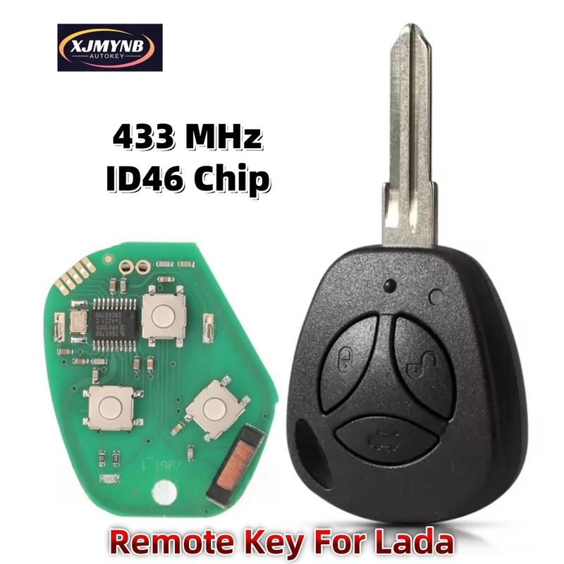 XJMYNB For Lada Granta Priora Vesta XRay Sedan Sport Kalina 3 Buttons 433MHz ID46 Chip Remote Car Key Fob Replacement
