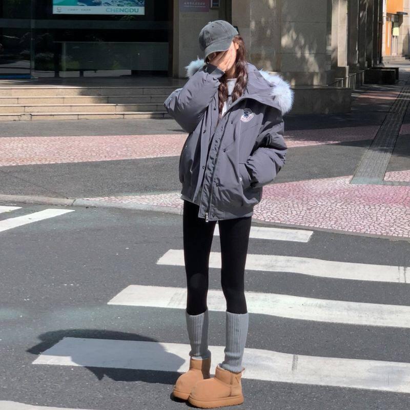 Hooded Parka Coat Men Oversized Raccoon Fur Collar Thick Warm Winter Cargo Jacket Trendy Streetwear