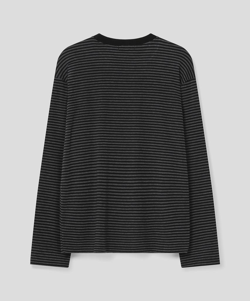 SLOW RECORD HOUSE Striped Long Sleeve_Black