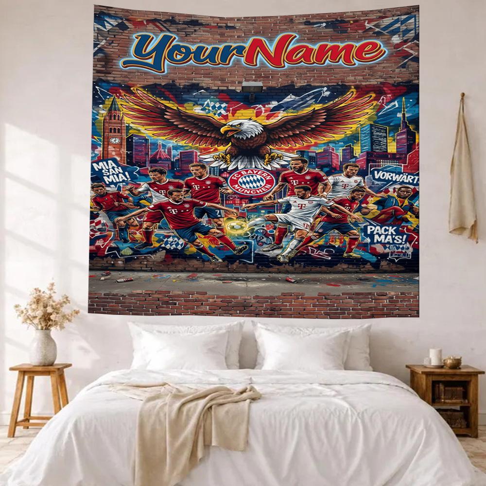 Bayern Munich Custom Your Name Wall Decor Tapestry Art For Pet Memorial Birthdaywedding Party Backdrop Family Gift