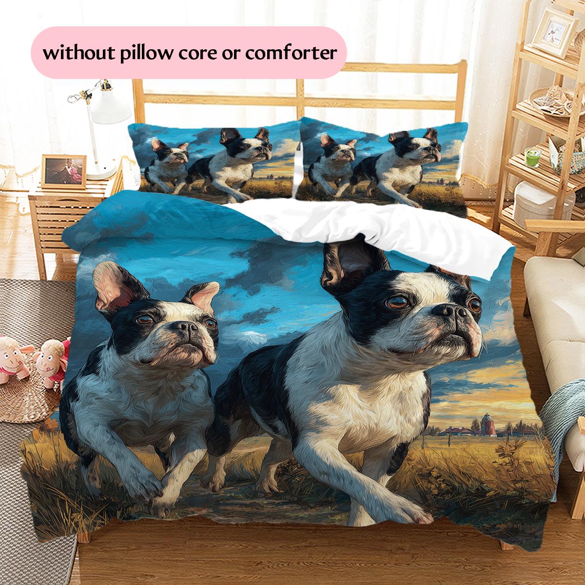 

Boston Terrier Oil Painting Pattern Bedding Home Decoration Birthday Gift (1 * duvet cover + 2 * pillowcase, without core) 135x200cm