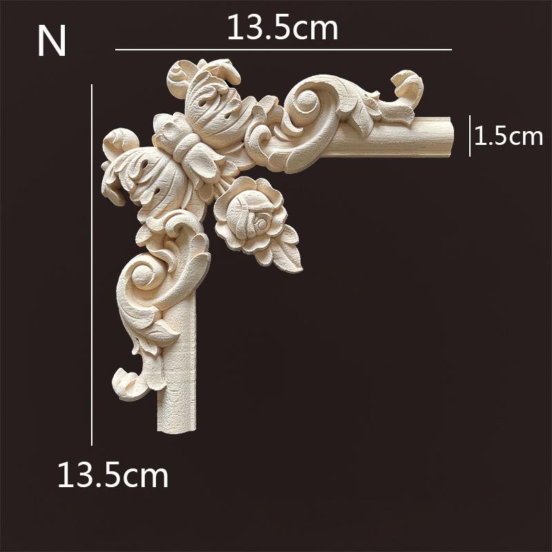 Wood Applique Corner Natural Floral Wood Carved Figurine Craft Home Decoration Accessories Background Wall Decoration Decal