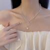 Double Layer Pearl Heart Necklace Women Fashion Elegant Clavicle Chain