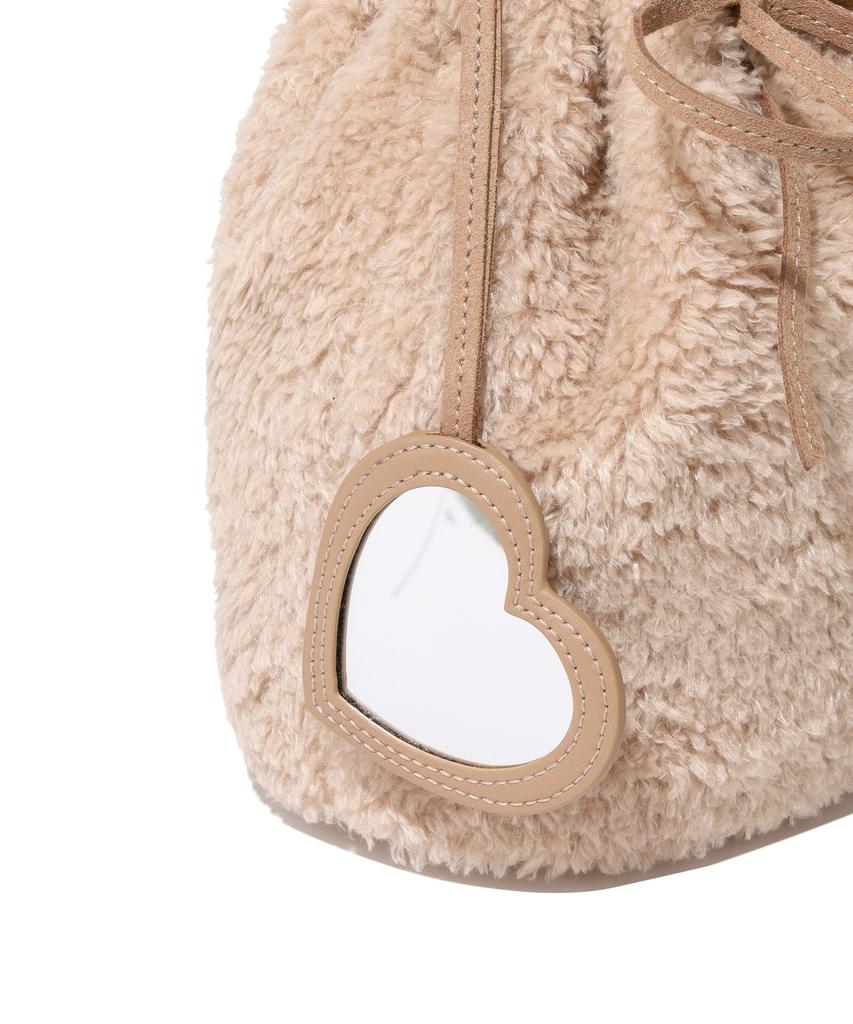 Covernat Woman Clover Heart Fluffy Bucket Bag Beige
