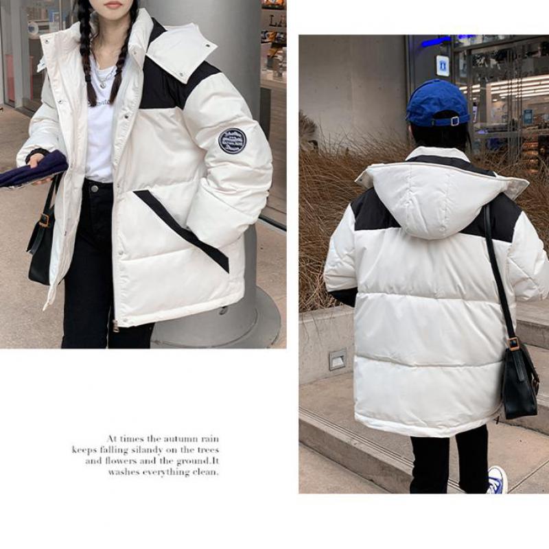 Winter Mode Lose Frauen Brot Daunenjacke Paar Liebhaber Parka mit Kapuze Kleidung Rosa