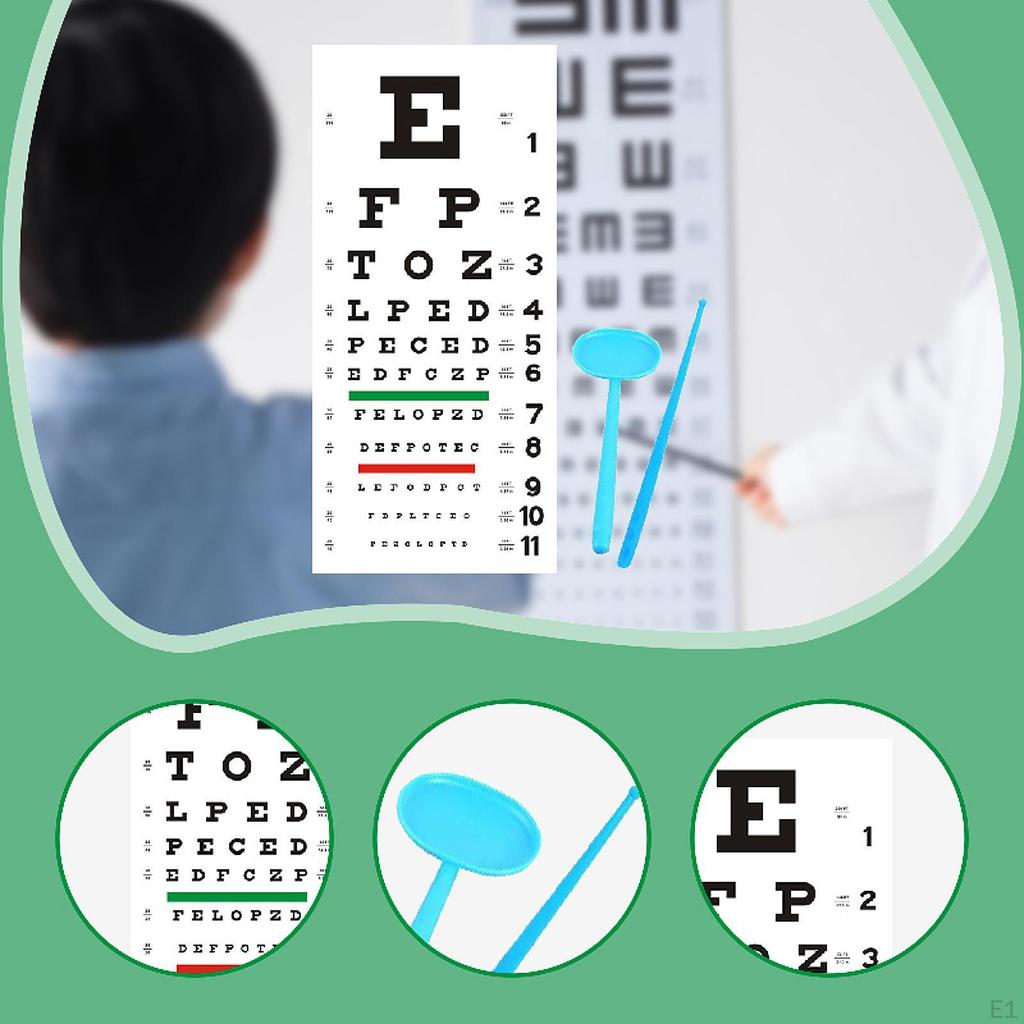Eye Chart for Exam PVC Low Vision Easy To Clean with Occluder and Pointer Wall Home