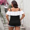 2025 Spring Ruffle Sleeve Off-the-Shoulder Plus Size Women's Shirt