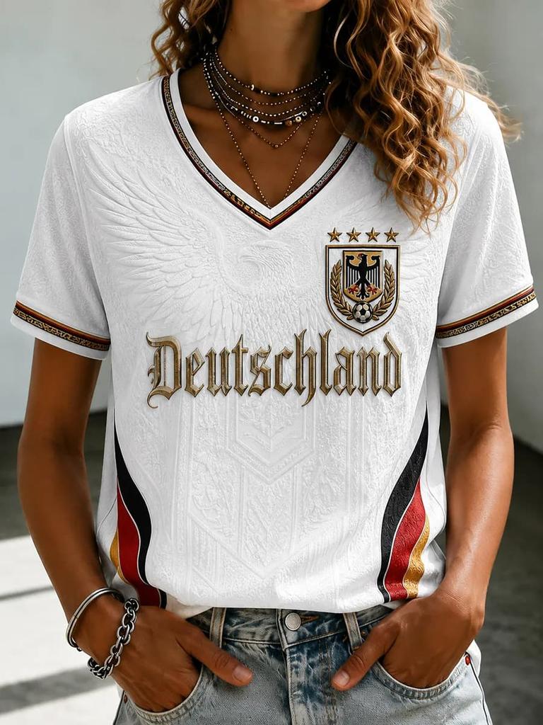 Geometric Germany jersey Tee Trim Sleeve Deutschland 2026 Soccer Supporter Casual Sport Short Sleeve T Shirts Family Matching