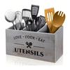 Porta Utensili in Legno Rustico Con Scomparti Profondi Per Organizzare Oltre 40 Strumenti e Accessori da Cucina