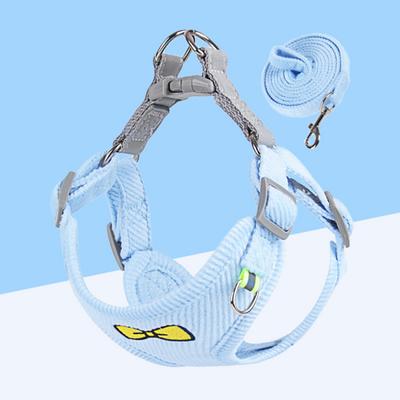 Tiny Tog Hondentuigje Velvet Corduroy Lijn Set, Blauw, 1 Stuk