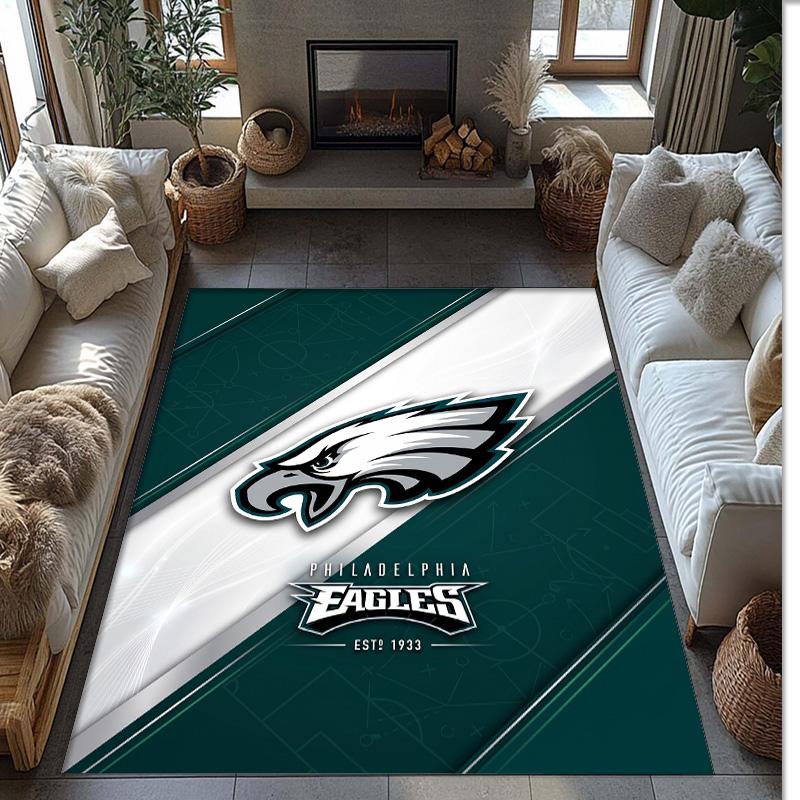 Philadelphia Eagles Tappeto in Velluto di Cristallo Morbido Anti?Tappetino Antiscivolo Comodo per Casa Soggiorno Camera da Letto Tappeto Decorativo