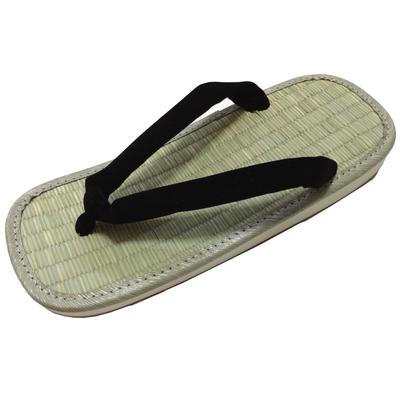Edoten Geta Hergestellt mit Igusa Größe L Sandalen, Japan, Sohle, Rutschfest, Schwarz,