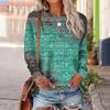 Gradient Vintage Women's T-shirts Autumn Long Sleeves T Shirt Tops Designer Casual Loose O-neck Women Clothing Pullover