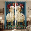2pcs Cute Cartoon Sheep Print Perforated Blackout Curtains In Multiple Sizes For Living Room And Bedroom Insulation Decoration