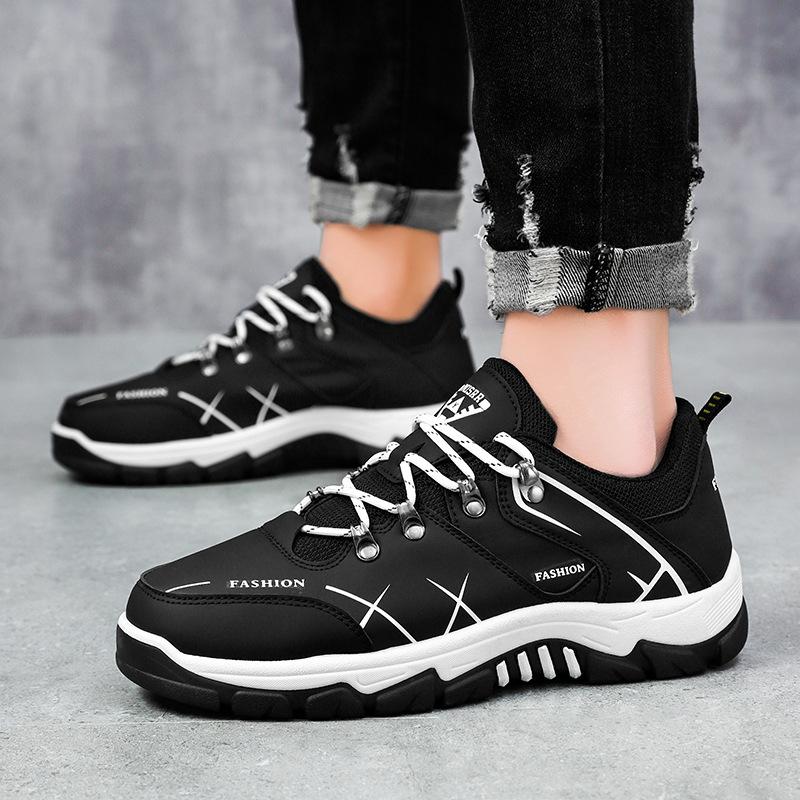 Men's Hiking Shoes Waterproof Leather Outdoor PU Shoes Wear-resistant Men Trekking Walking Hunting Tactical Sneakers Big Size 47