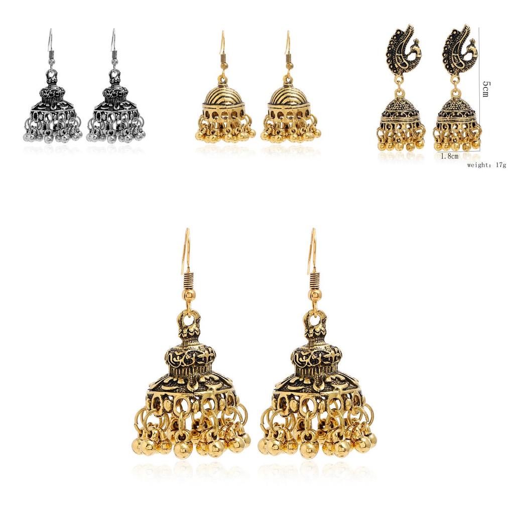 Indian Jhumka Earrings With Vintage Alloy Filigree For Women Fashion Accessories
