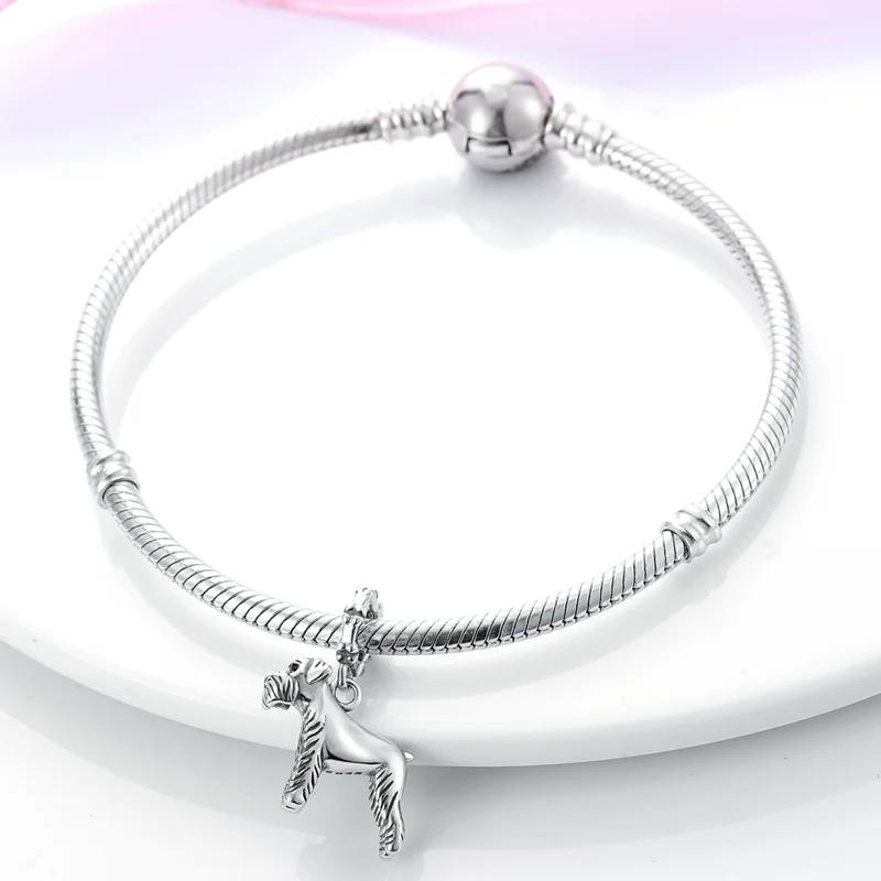 Original Charmscopper Cute Pet Schnauzer Dog Pendants Fit Charms Platabracelets For Women Jewelry Making Fine Gifts