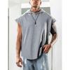 Men's Fitness Pullover Sports Casual Tank Top Sleeveless Hooded Vest Loose Top