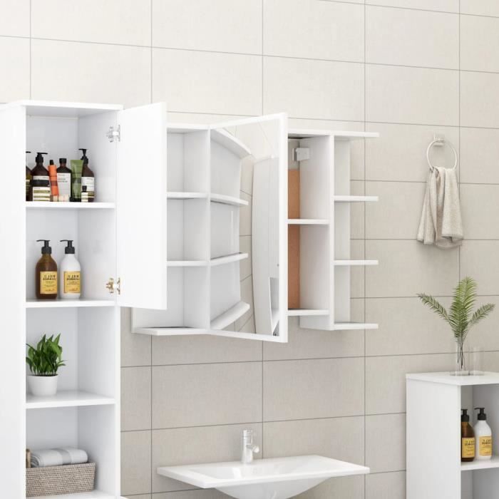 VidaXL Armoire à miroir de salle de bain Blanc Bois d’ingénierie 802606