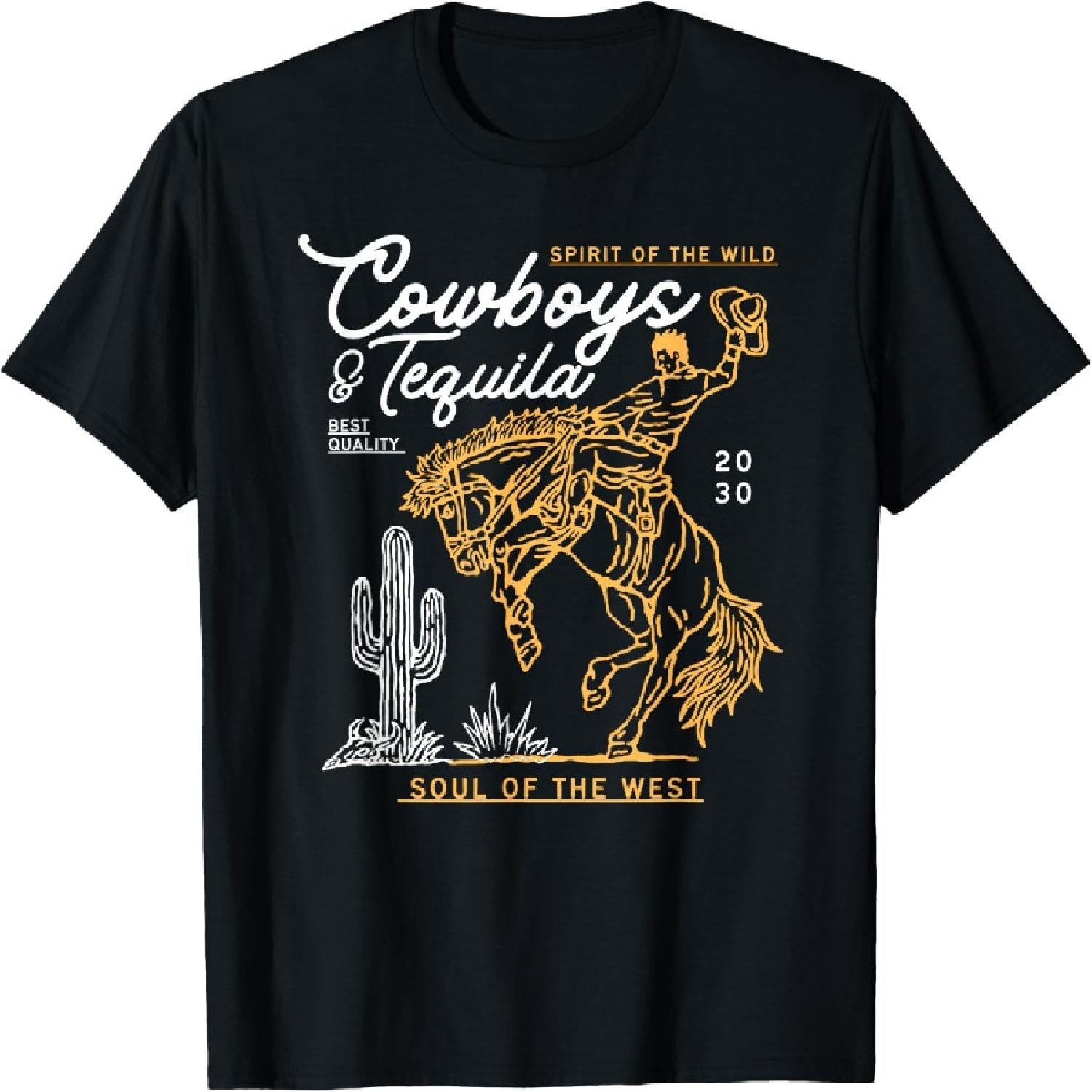 Cowboys And Tequila Country Rodeo Vintage Horse Riding Texas T-Shirt XXXXXL разноцветный