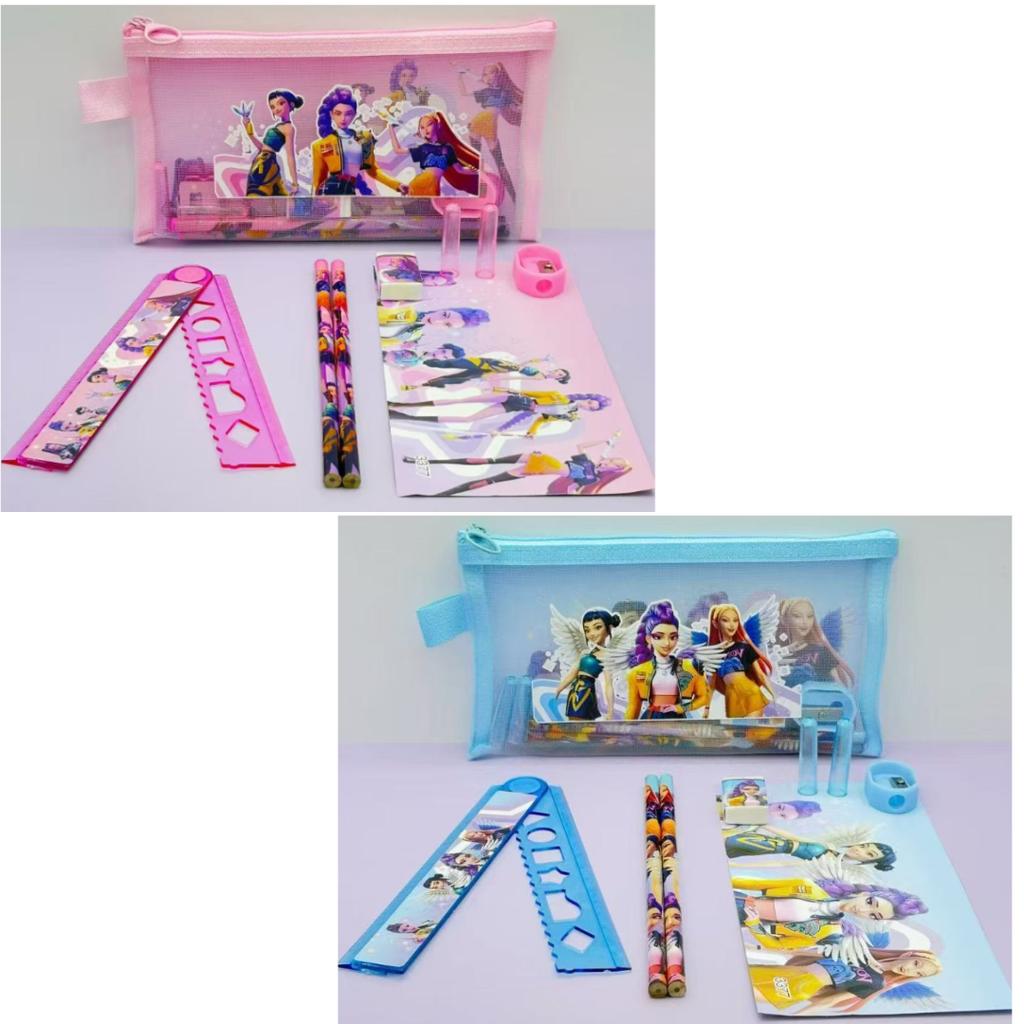 NEW kpop Demon Hunter Girl Group Pen Case Set, Nylon Mesh Bag, Rectangular Pen Case, Student Back to School Set, Stationery Gift