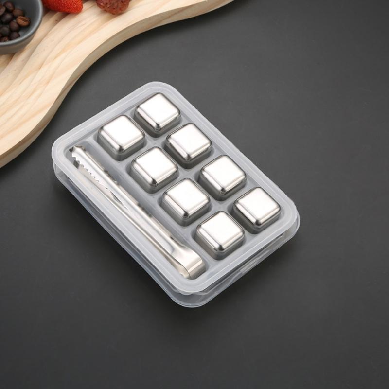 Ice Cubes with Nonslip Clip Reusable Whiskey Square Stone Drink Coolers