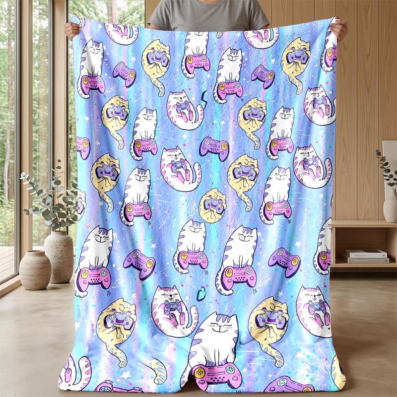 Cats with Encouraging Message Blanket Personalized Name Flannel Blanket Soft Cozy Plush Throw for Sofa Bed Lightweight Home Decor