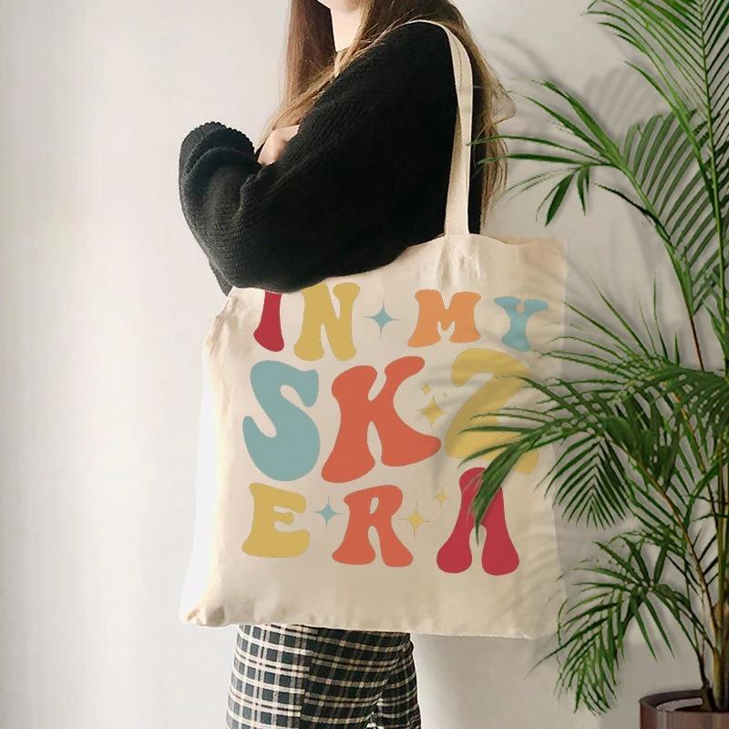 Creative Funny Letter Printed Canvas Tote Bag Shopping Handbag with Friendship Quote White Casual Shoulder Bags