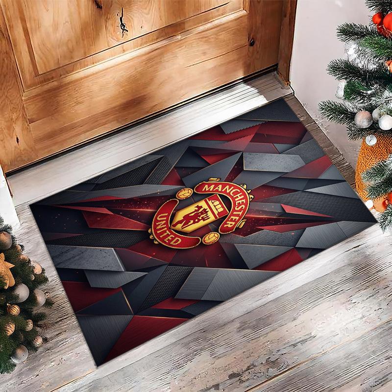 Tappeto in Flanella Stampato Manchester United Antiscivolo Morbido Poliestere Tappeto per Pavimento Tappetino Decorativo per Interni per Camera da Letto Soggiorno Divano