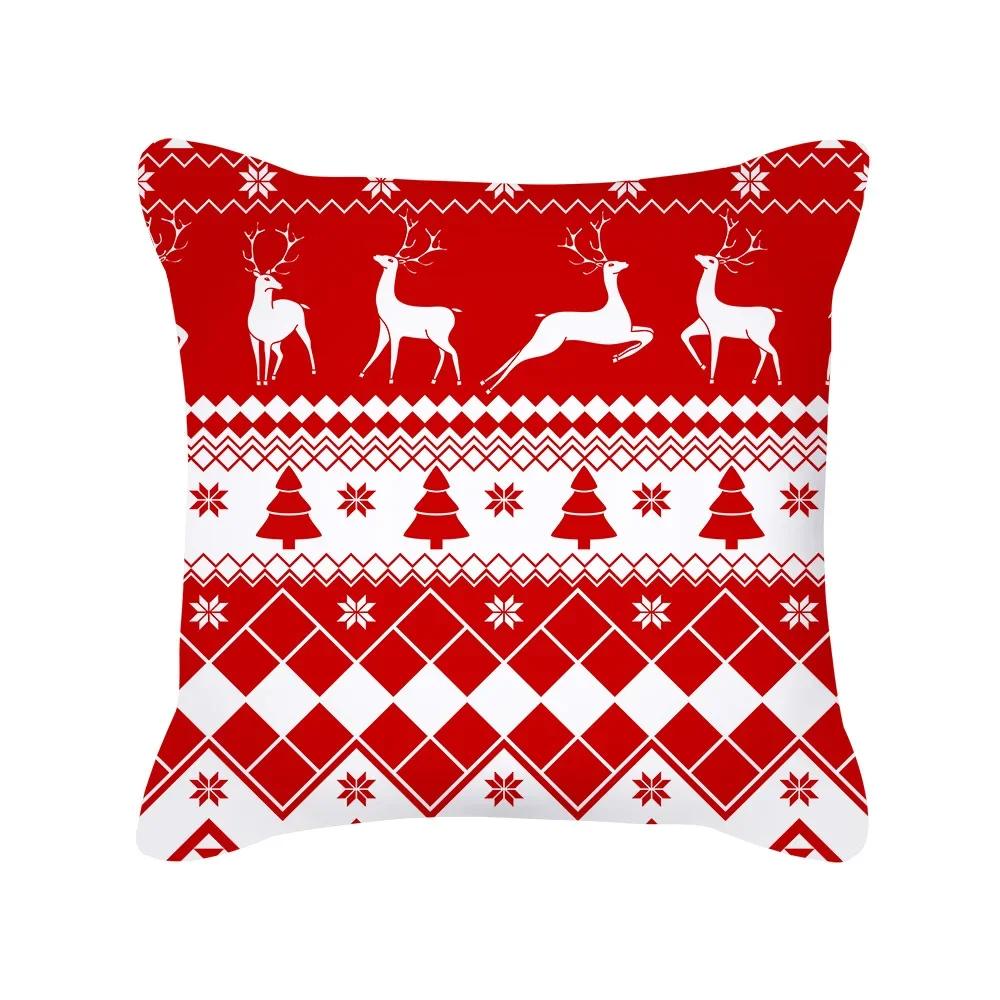 Red Christmas Elk Snowflake Letter Pillow Case Cushion Cross-Border New Home Furnishing