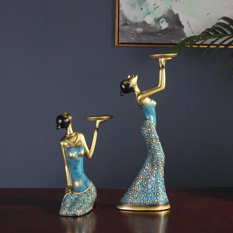 European-style Home Retro Candlelight Dinner Lamp Props Nordic Romantic Candlestick Ornaments Light Luxury Beauty Candlestick Dining Table