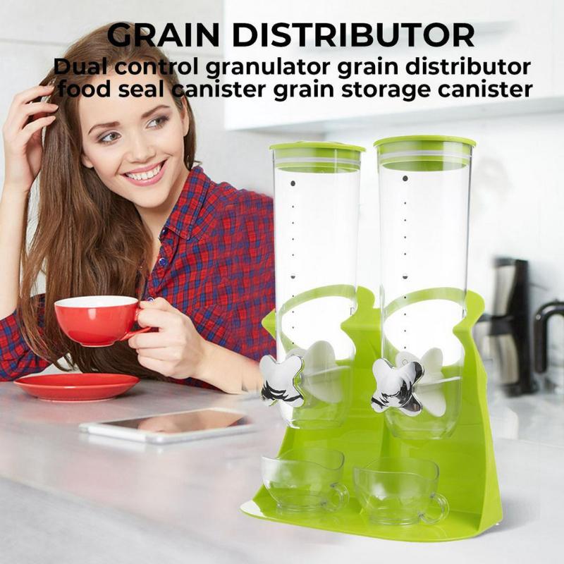 3L Kitchen Dry Food Storage Dispensers Food Storage Containers Cereal Dispenser Box For candy nuts Household green 2 cups