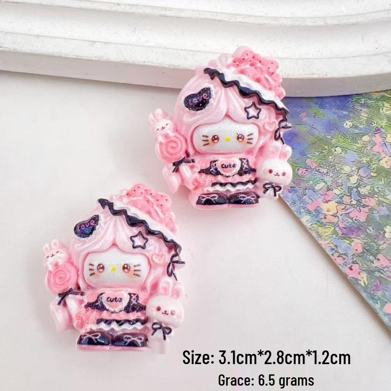 Cartoon Cat Crown Girl Resin Handmade Hair Accessories & Keychain Lanyard Ornaments