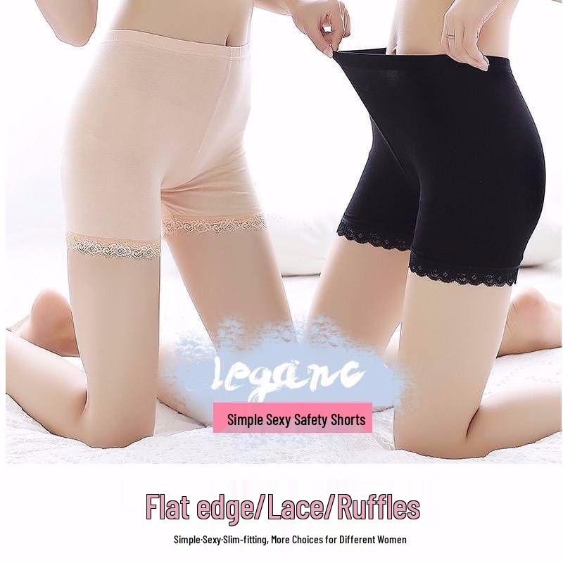 Women's Three-Quarter Length Anti-Exposure Lace Safety Shorts - No Roll-Up Underwear
