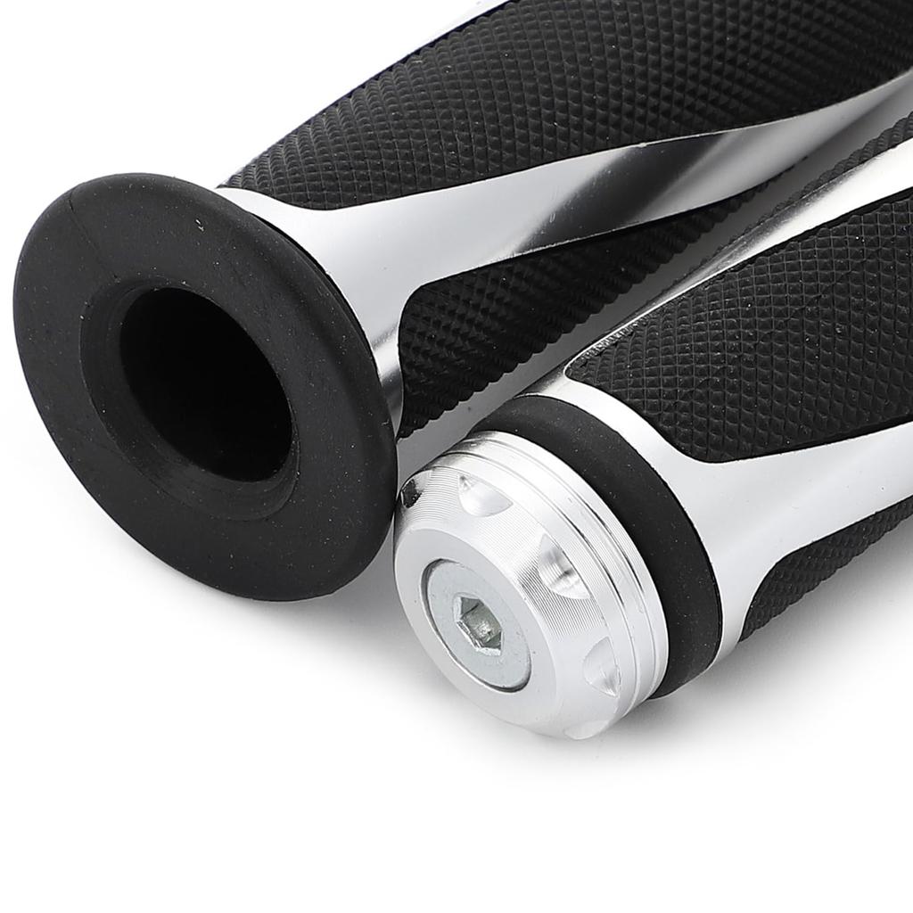 Nakira Next Generation Style Custom Grip with Bar Ends, Aluminum, for Motorcycles, Diameter 0.9 Inches (22.2 Mm), Sliver