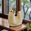 Women's Summer 2025 Cotton Thread Large Capacity Straw Woven Shoulder/Crossbody Handbag