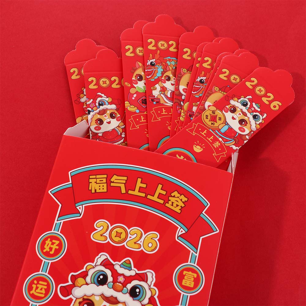 12pcs Chinese Style Draw Lots Red Envelope Traditional Good Luck Lucky Draw Red Pockets Blessing Paper Surprise Boxes Pockets