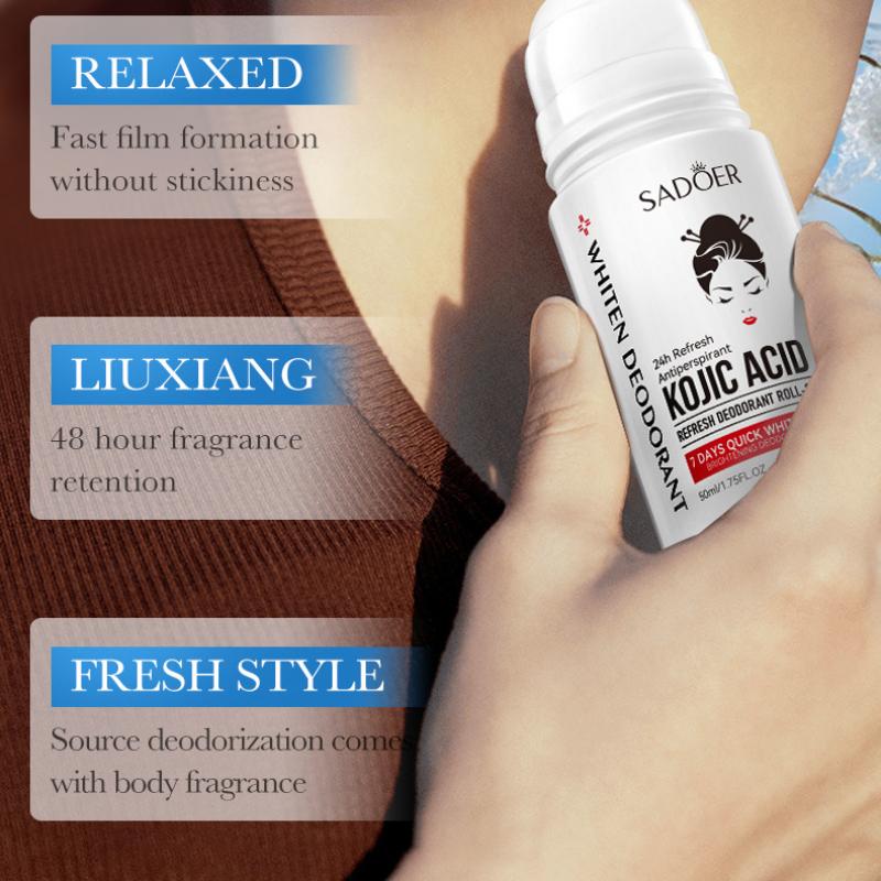 Kojic Acid Whitening Bead Antiperspirant Lotion SADOER Perfume Antiperspirant Portable Ball