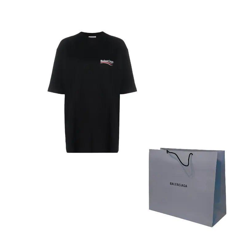 Balenciaga Political Campaign SS20 Drop Shoulder Sleeve T Shirt Women's Black Loose Fit Edition 620941TIV521070