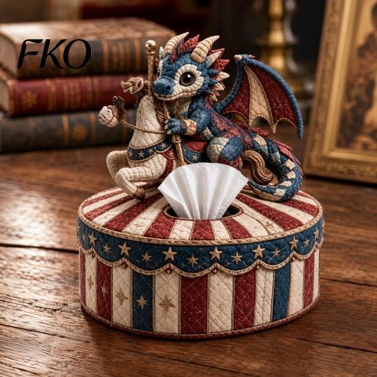 Pre-cut Fabric Sewing Kit Quilted DIY Patchwork Tissue Box Kit, with Pre-Cut Fabric, Hand-sewing Craft Whimsical Woodland Animal Box, for Adults