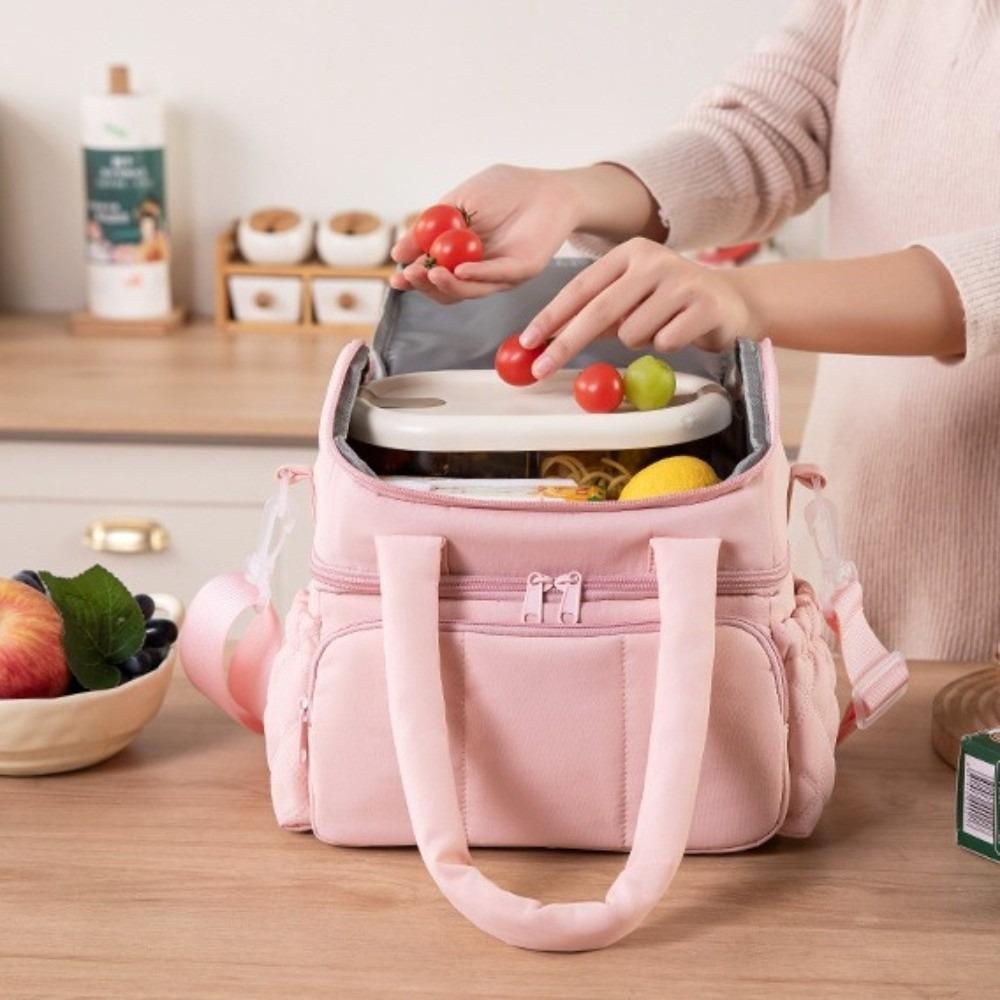 Double Layer Picnic Bag Thickened Cooler Bag Portable Insulated Bag  Lunch Carrying