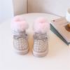 Winter Children Snow Boots Leather Warm Plush Rhinestone Bling Bling Kids Shoes Non-slip  Girls Cotton Boots EU 26-37
