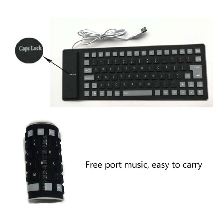Rolls up Silicone Keyboards 85Keys USB Wireds Silents and Flexible for Comfortable Typing on Laptops and PC Waterproof